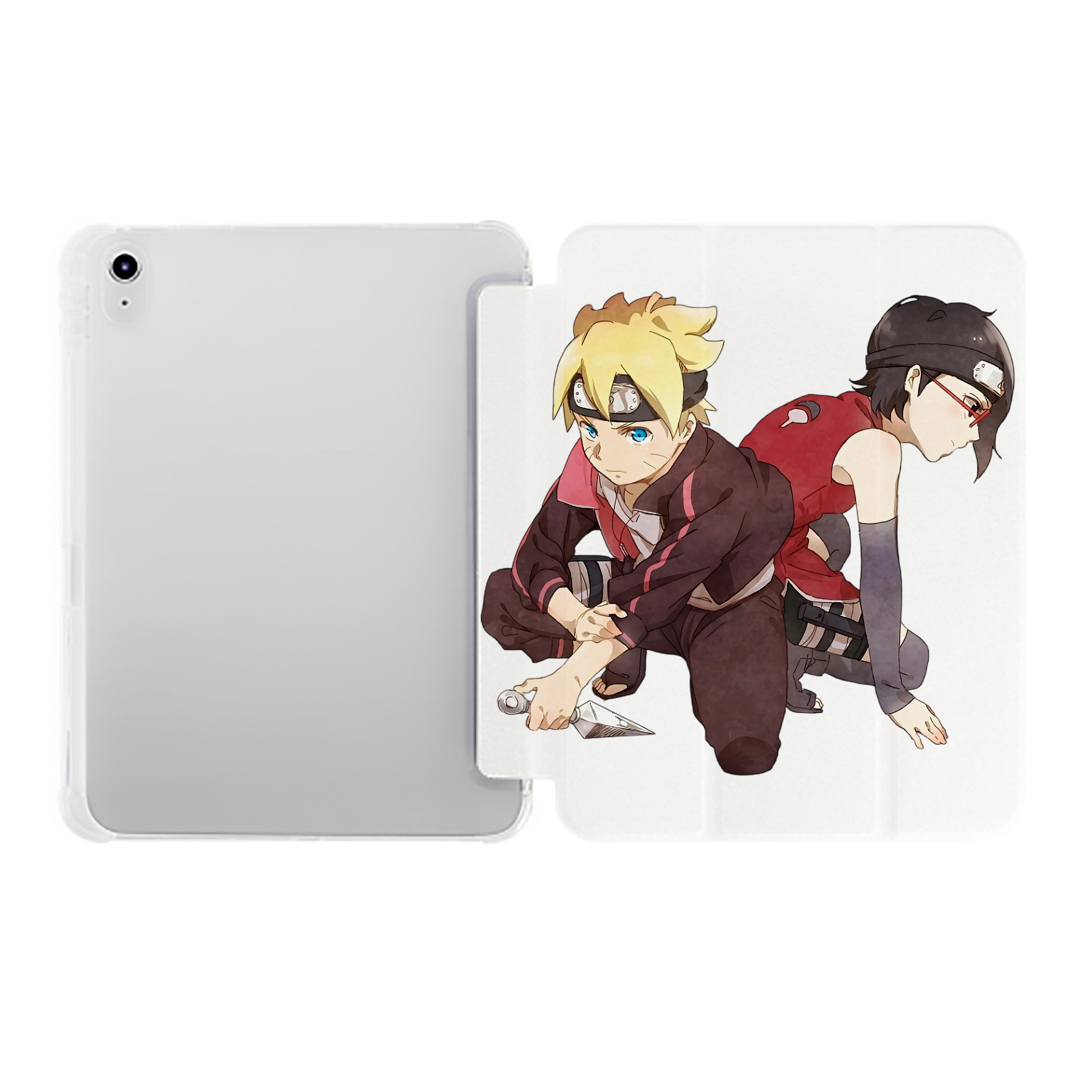 （画像用） NARUTO -ナルト- うちは サラダ Uchiha Sarada IPad ケース ペン収納付き 三つ折りスタンド PUレザー×シリコン 対応機種9.5/10.5/10.9インチ
